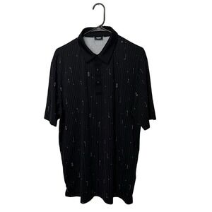PXG Polo Shirt Mens Large Black Golf Club Print AOP Parsons Xtreme Performance